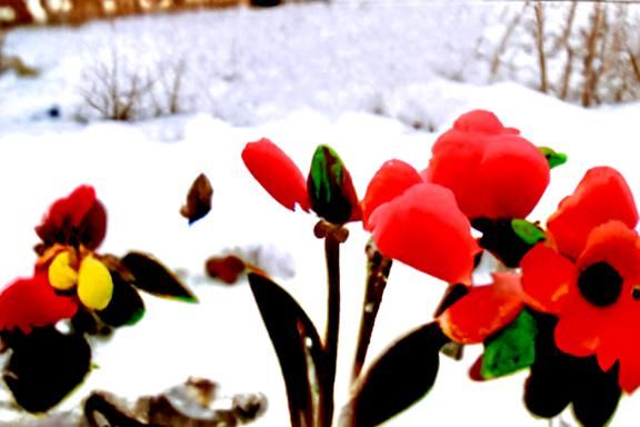 AI-Generated Winter Flowers Image