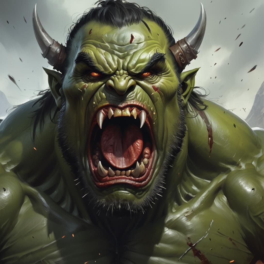 Furious Orc Portrait in Sinister Style