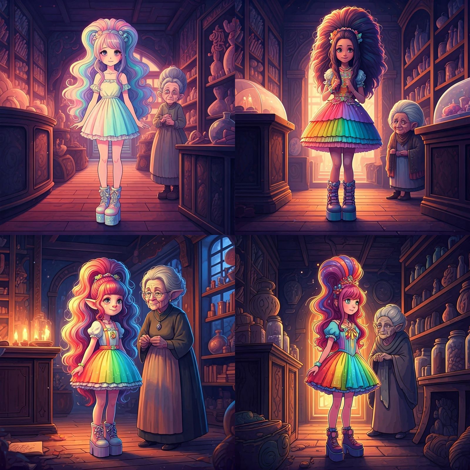 Rainbow Trollz Anime Girl in Magical Shop