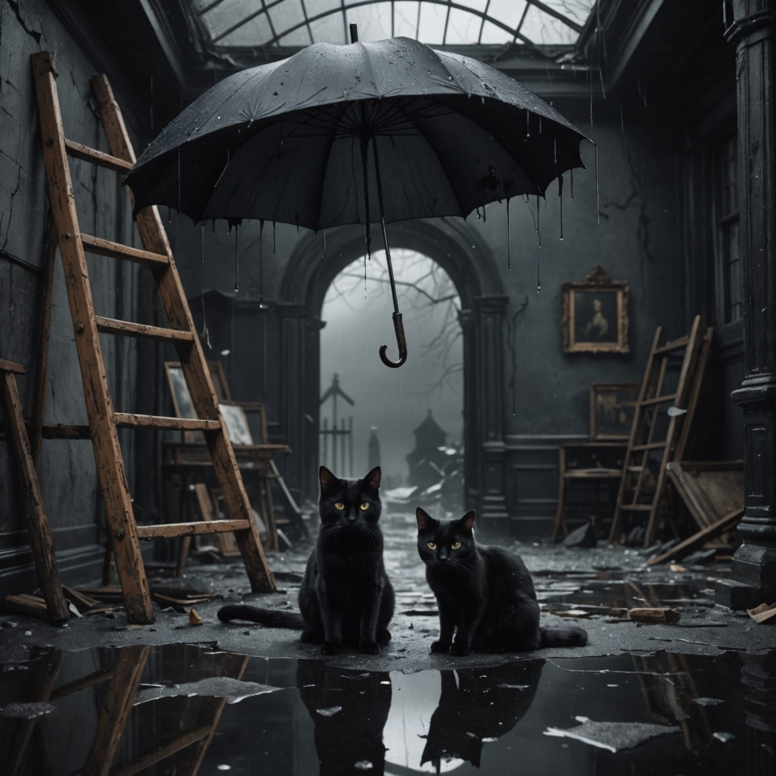 Gothic Still Life of Bad Luck Symbols