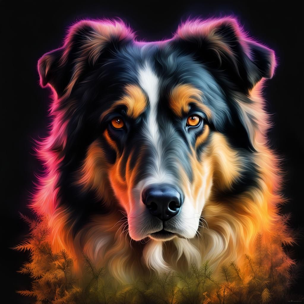 Mystical Double Exposure Portrait of Buck