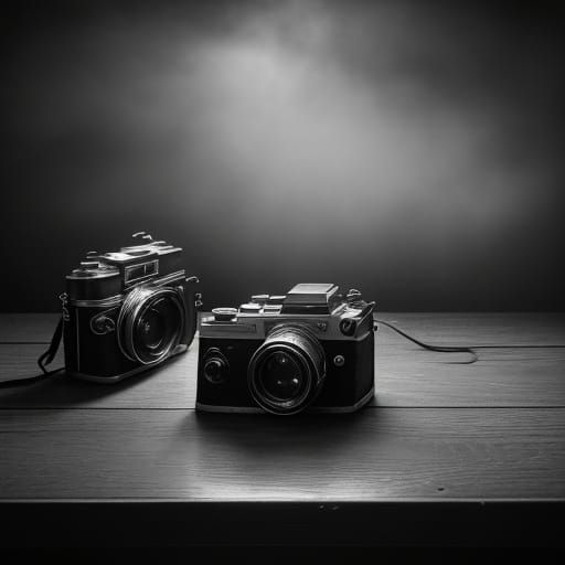 Vintage Cameras Still Life in Earthy Tones