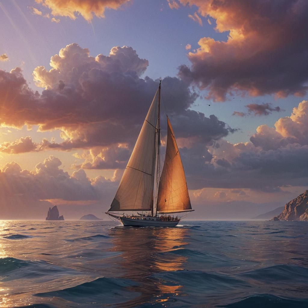Mediterranean Sunset: A Fantasy Concept Art Painting