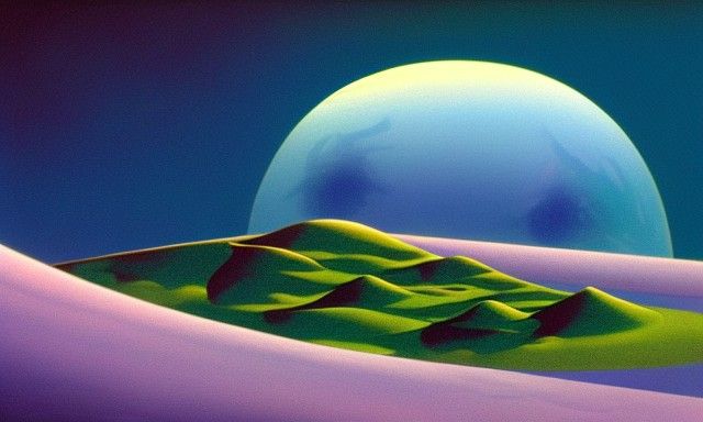 Surreal Cosmic Moonscape in Fantasy Art Style