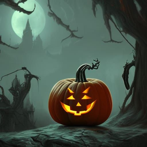 Scary Jack O' Lantern: Creepy Fantasy Art