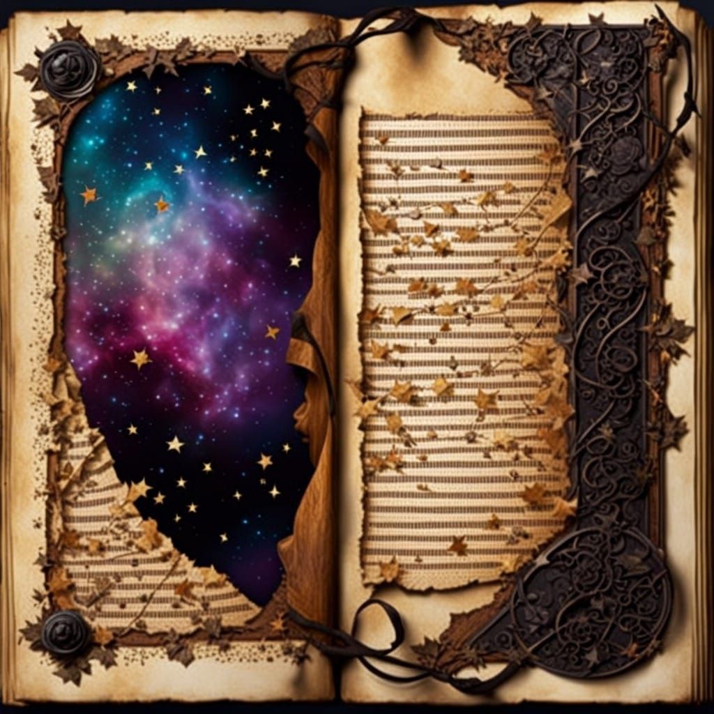 Antique Celestial Art with Glitch Error and Iridescence