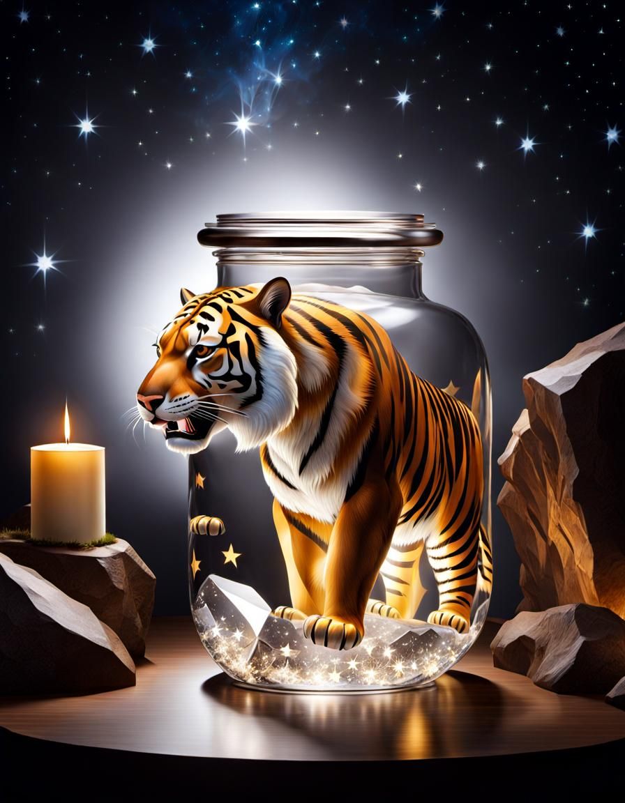Preserved Saber-Toothed Tiger in Crystal Jar