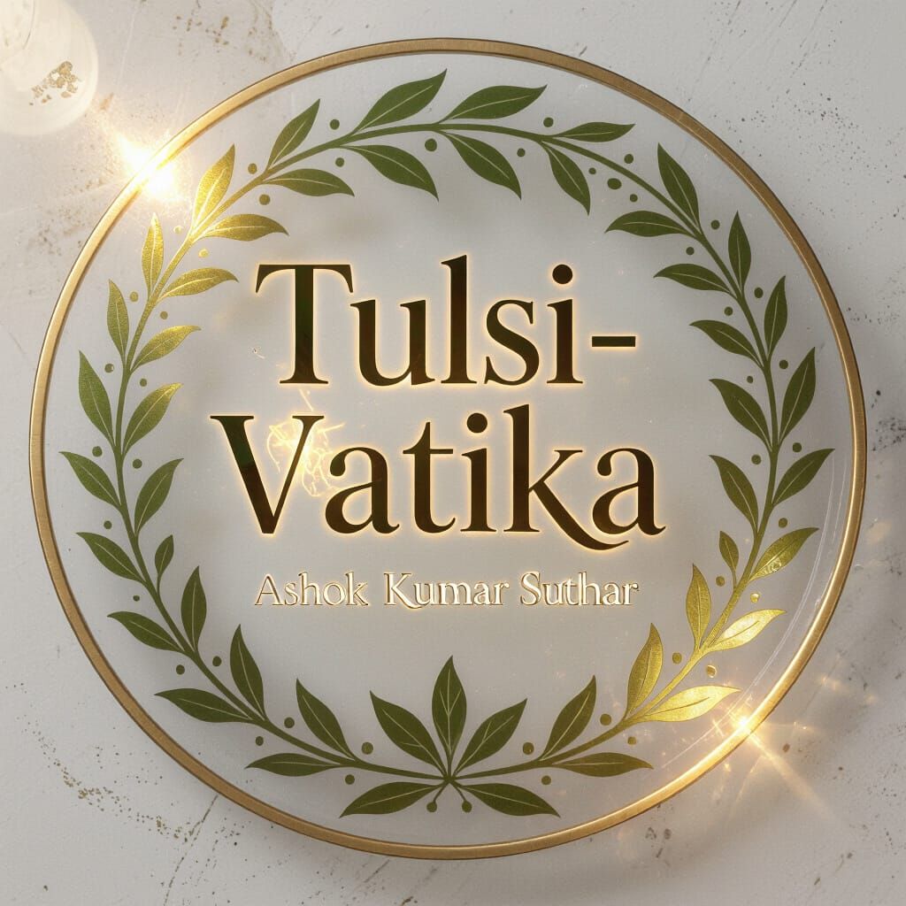 Illuminated Glass Nameplate with Tulsi Leaf Motifs