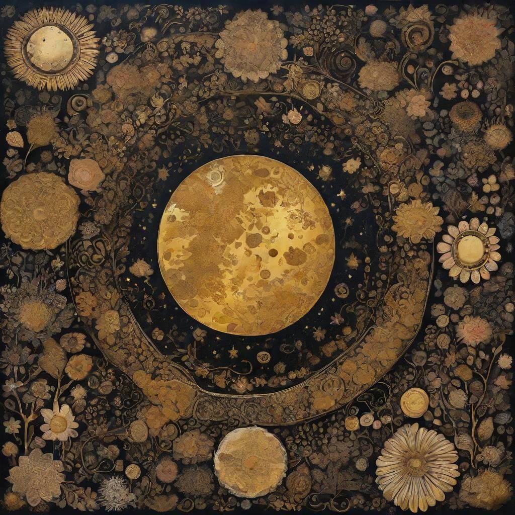 Golden Moon Naive Folk Art Dreamscape