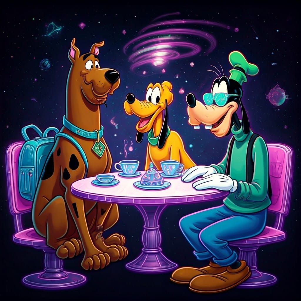 Cyberpunk Scooby Doo's Cosmic Tea Party