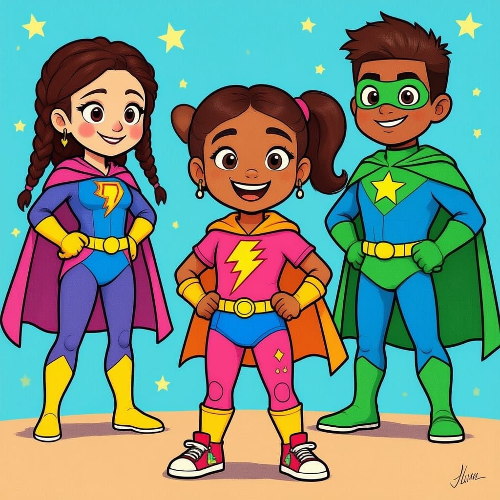 Pixar-Style Girl with Dog Superhero Adventure