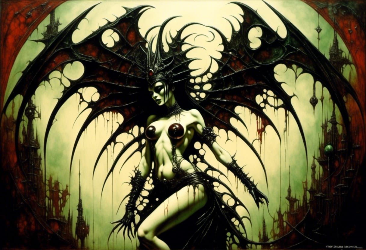 Lilith, Queen of Evil in Psychedelic Horror Style