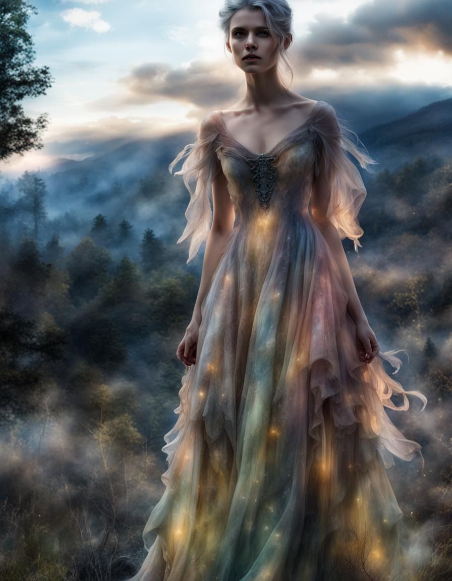 Ethereal Fairy Witch in Flowing Dress
