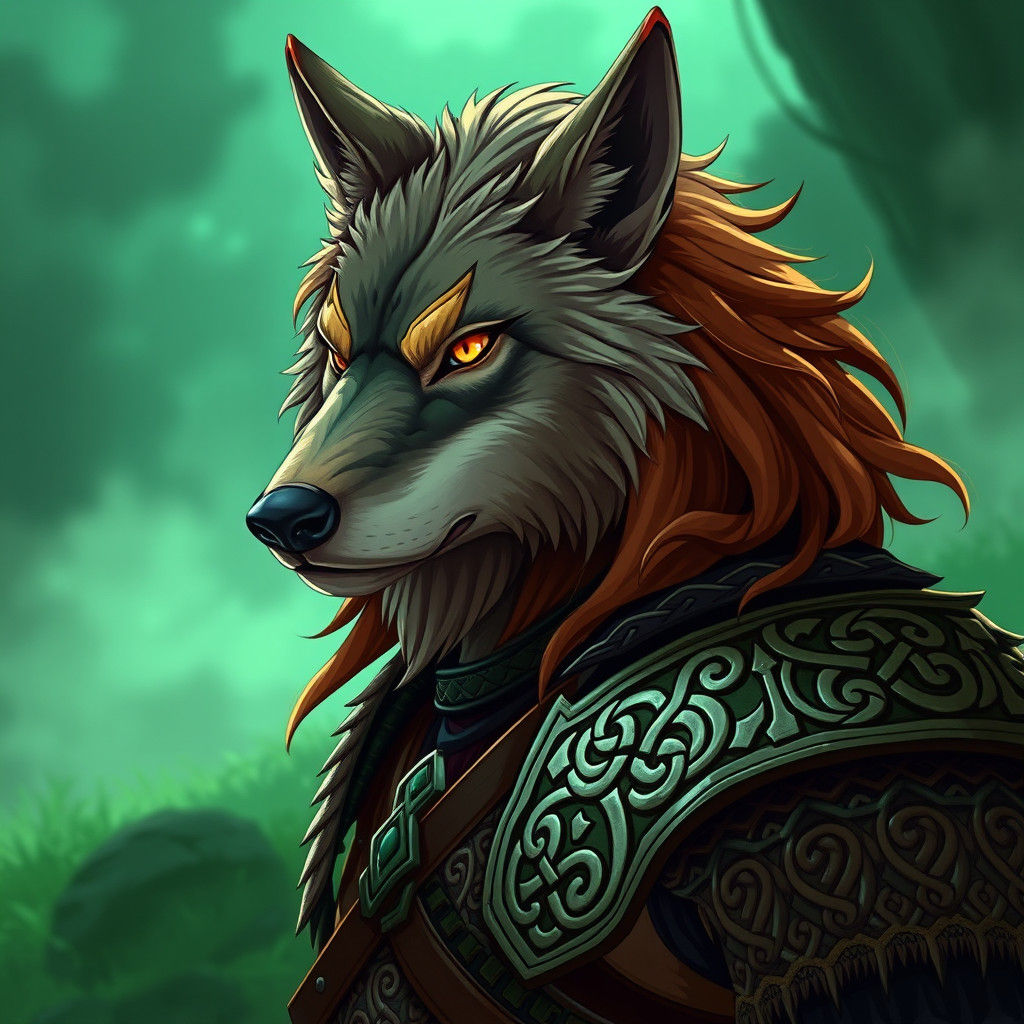 Celtic Wolf Warrior in Cel-Shaded Style