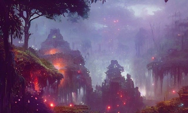 Nature Overruns Lost City: Whimsical Fantasy Art