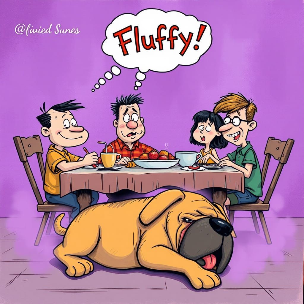 Whimsical Family Dinner in Cartoon Style