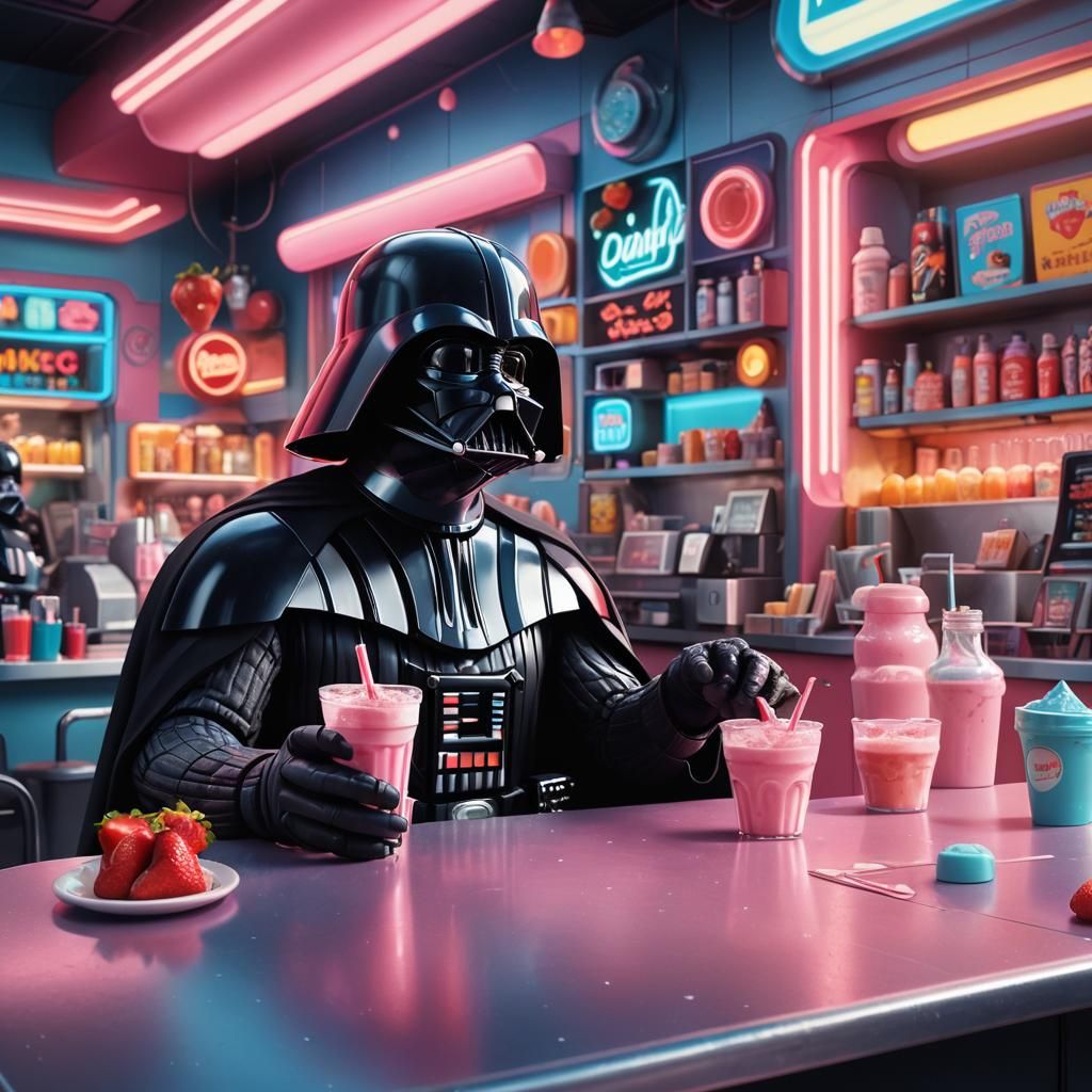 Darth Vader at Milk Bar in Pixar Style