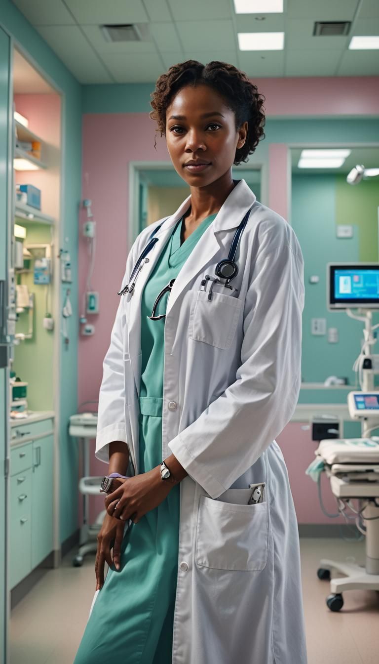 Hyperrealistic Hospital Scene with Stethoscope in Vivid Colo...