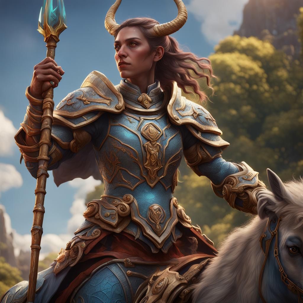 Fantasy Female Centaur Cleric in Detailed Matte Painting