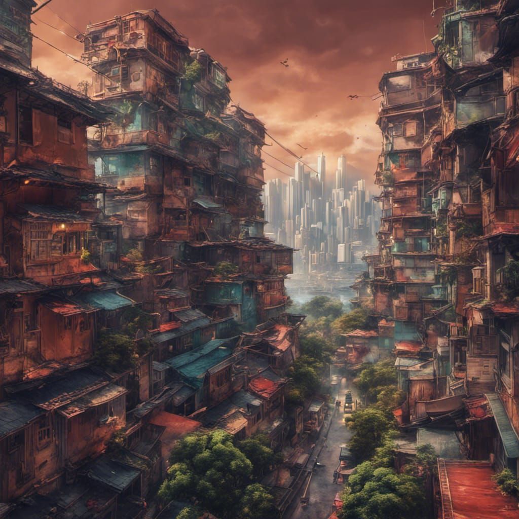 Hong Kong Housing Estate in Detailed Matte Painting