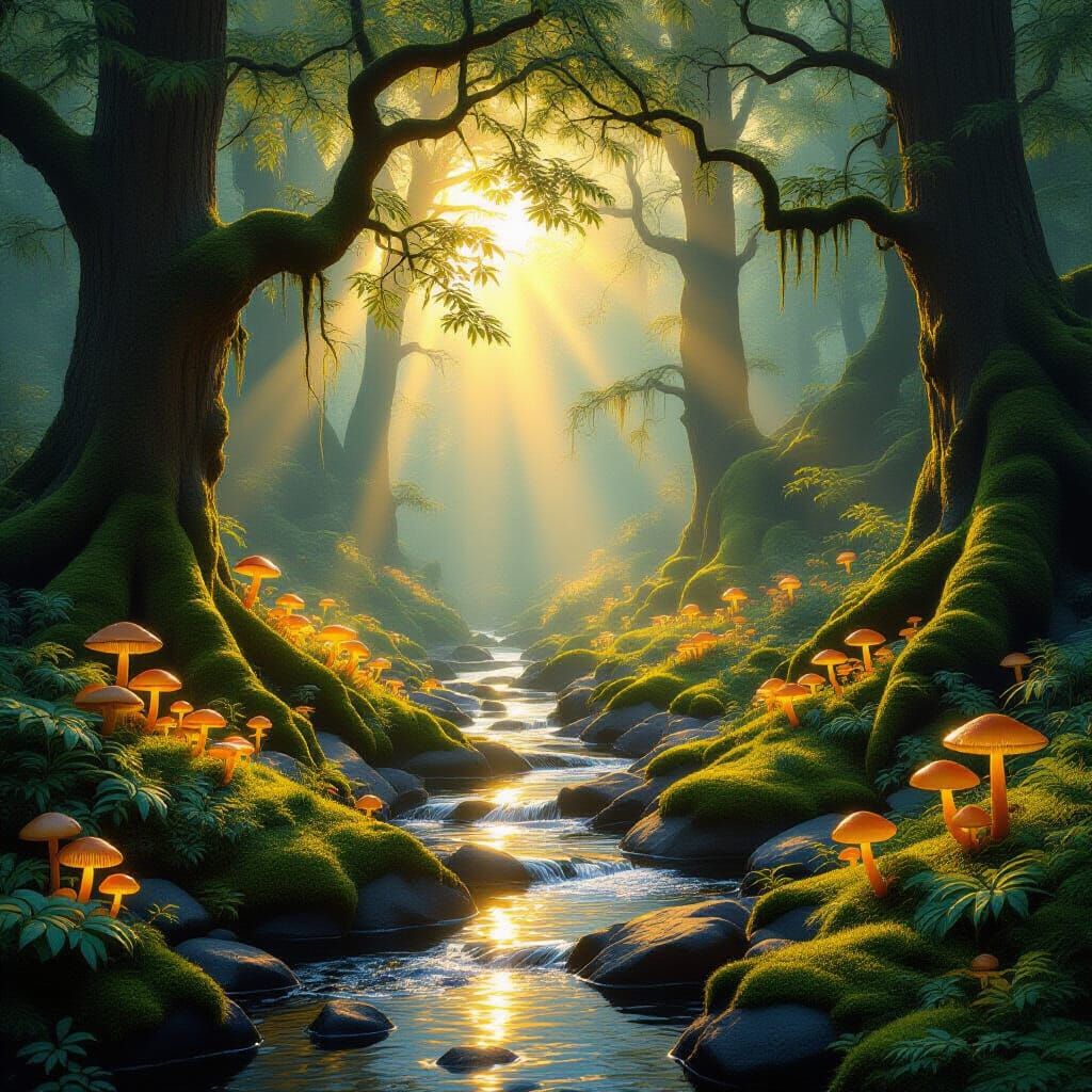 Mystical Forest Awakening at Dawn