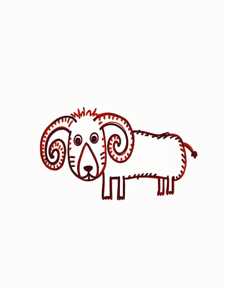 Child's Drawing of an Animal on White Background