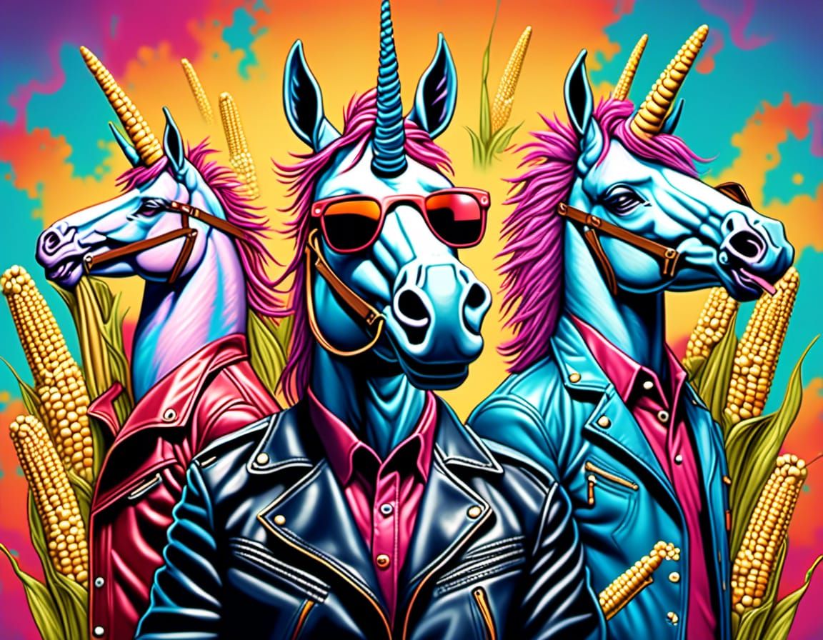 Bipedal Unicorn Team: Pop Art Digital Illustration