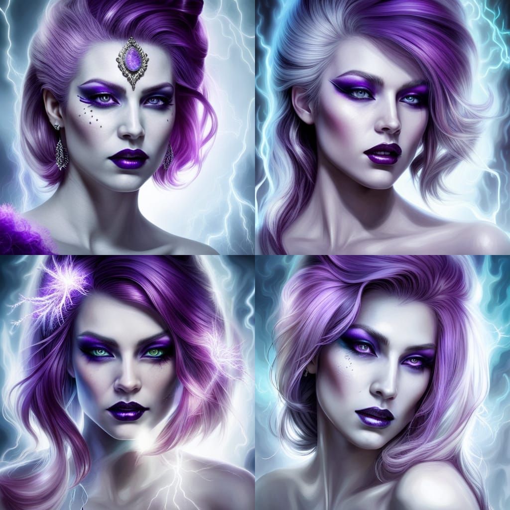 Dark Fantasy Queen with Diamond Face in Lightning