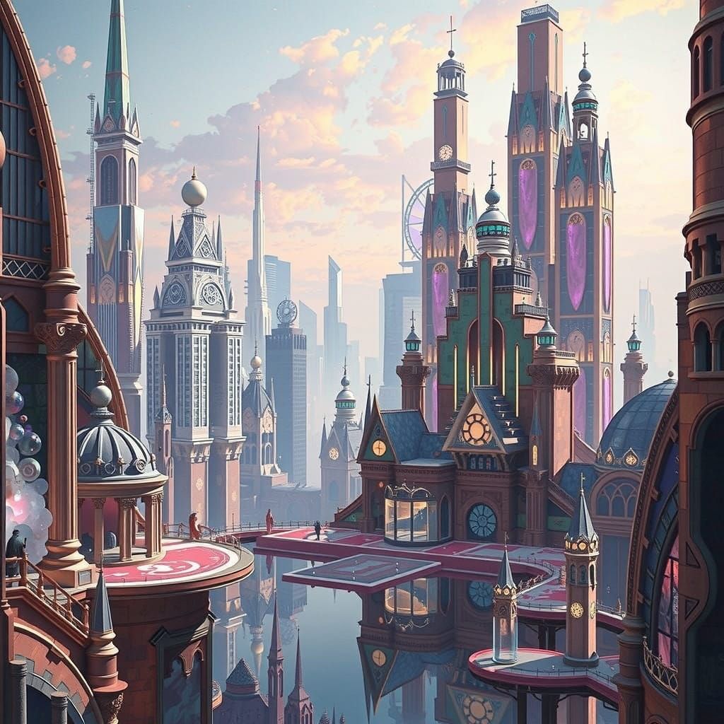 Art Deco Cityscape in Radiant Crystal