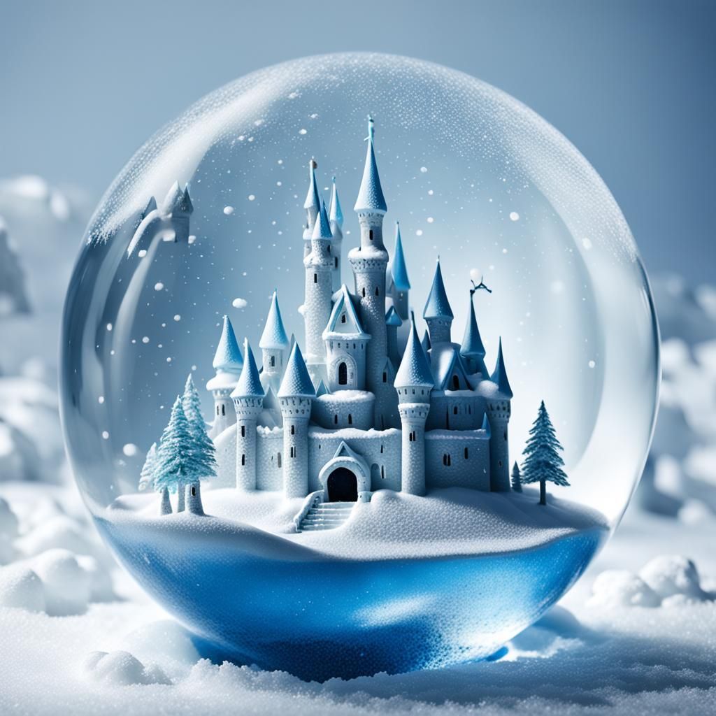 Snow Castle in Glass Globe: Winter Wonder