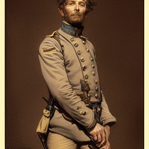 Civil War Soldier Portrait in Gustave Doré Style