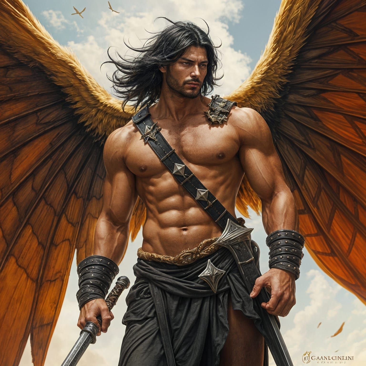 Rugged Illyrian Warrior with Majestic Wings