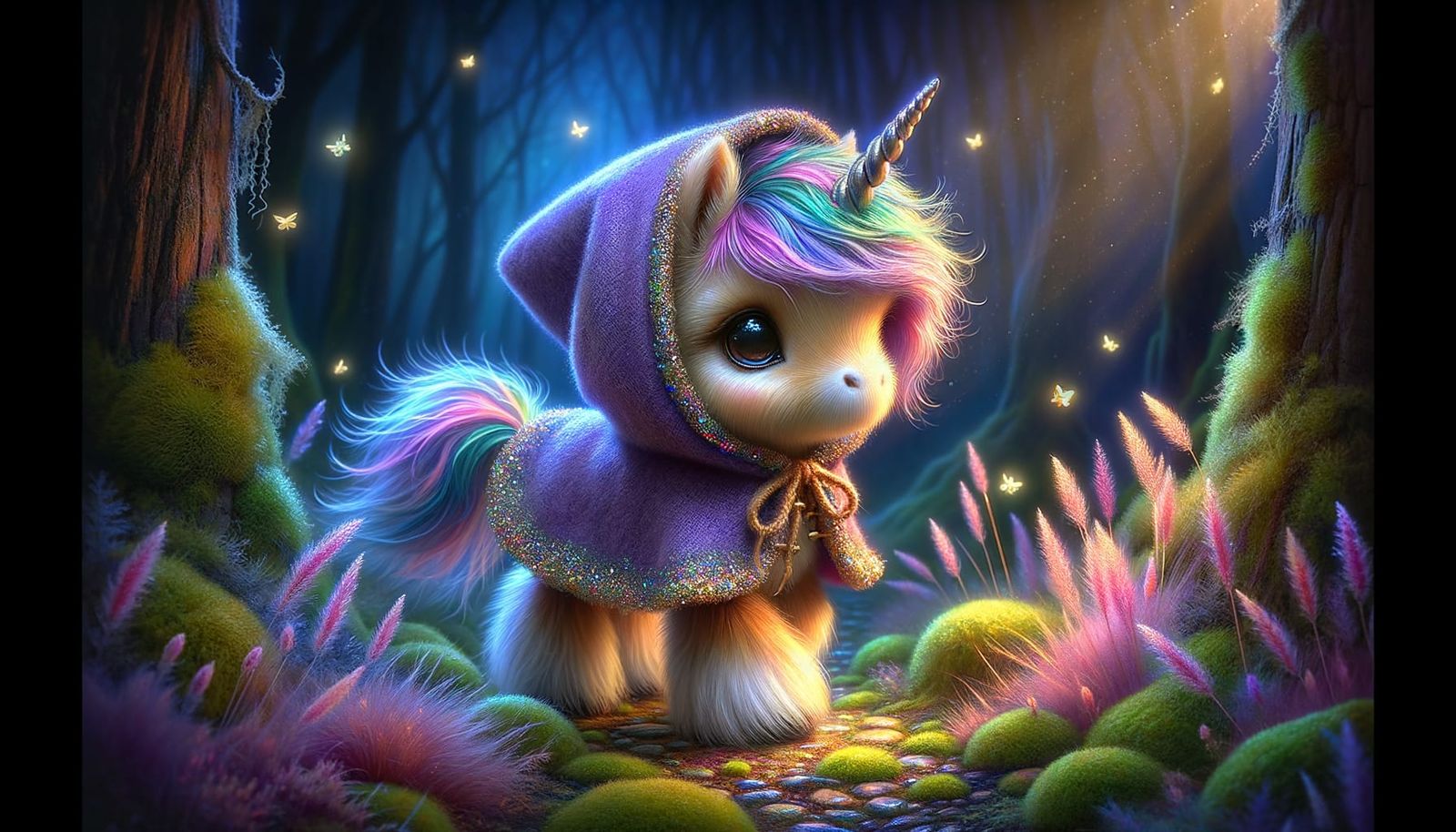 Enchanting Baby Unicorn in Renaissance Forest