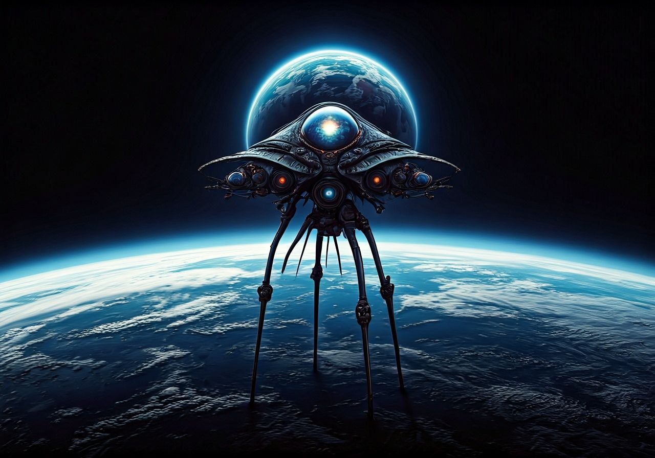 Alien Tripod Wanders Earth: Sci-Fi Fantasy Art