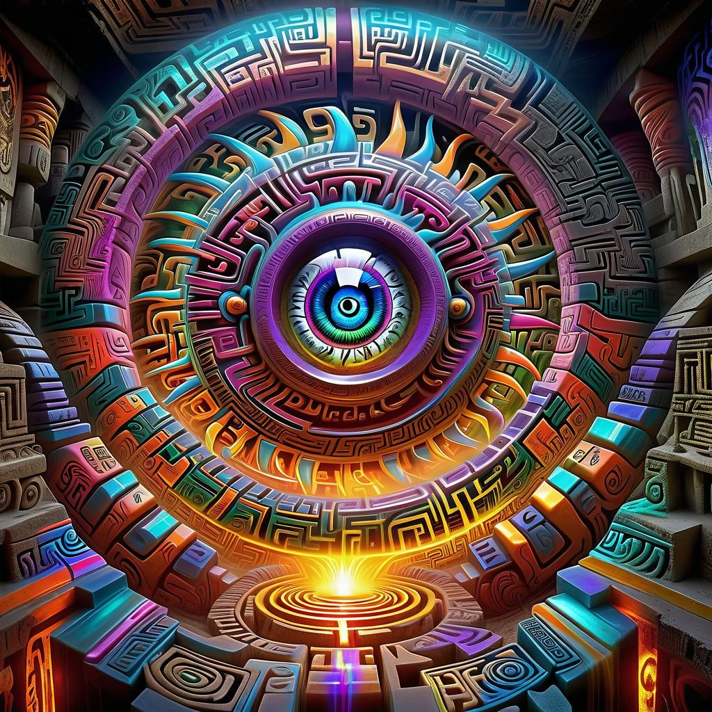 Aztec geometric labyrinth, eye of god... 30mar24