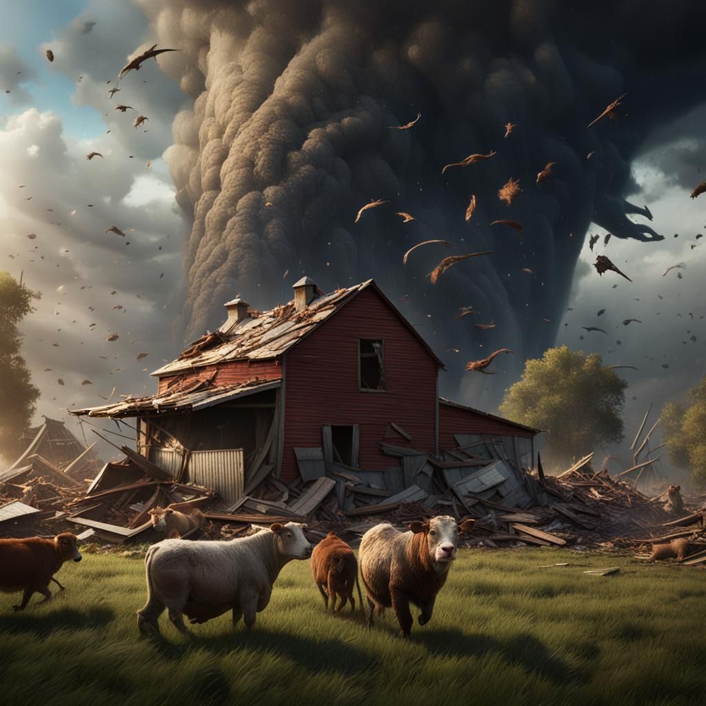 Tornado Destroys Farm in Detailed Matte Painting