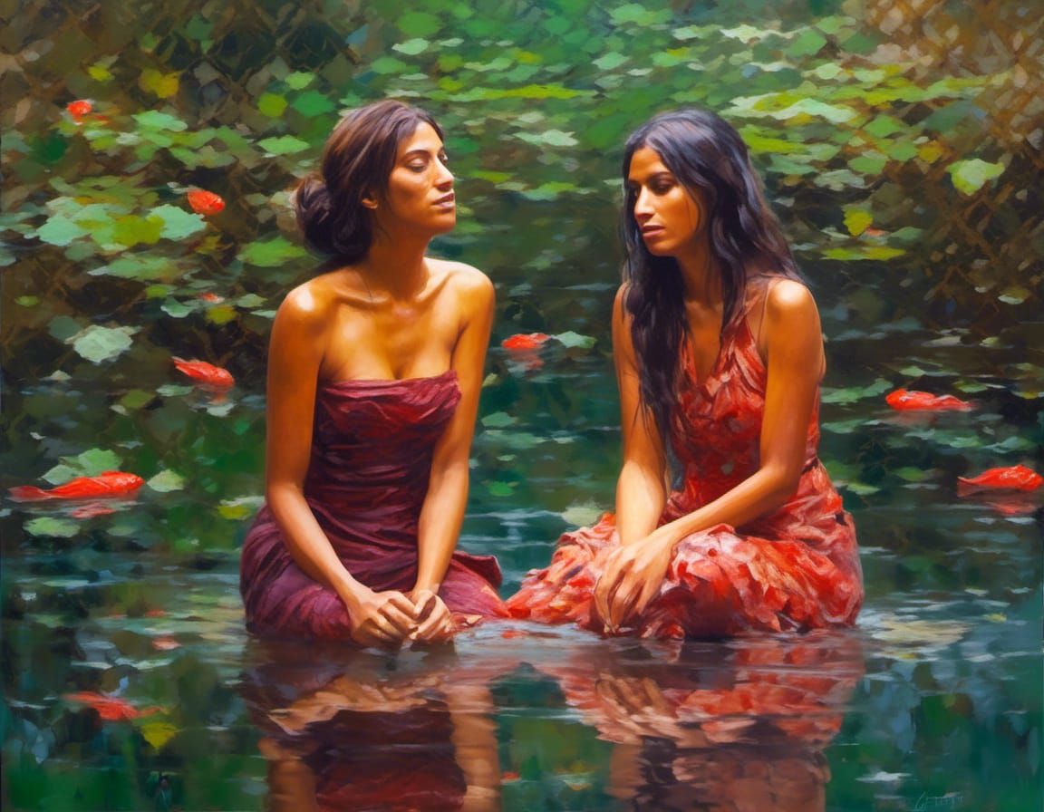 Bioluminescent Goddesses in Lotus Pond