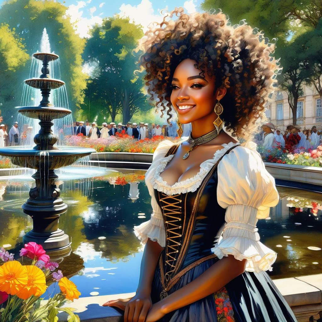 Victorian Girl Reflecting, Anime Style