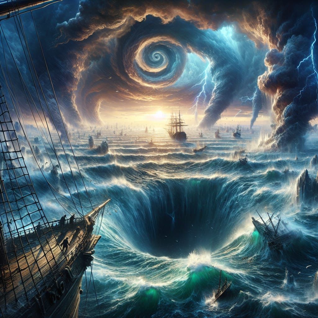 Stormy Seas: A Fantastical Nautical Matte Painting