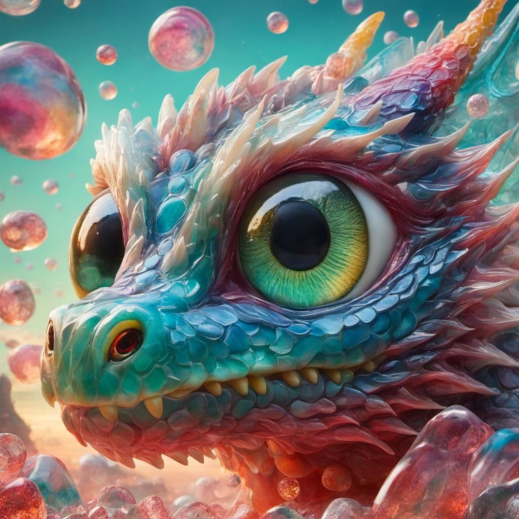 Adorable Gummy Dragon Portrait in Anime Style