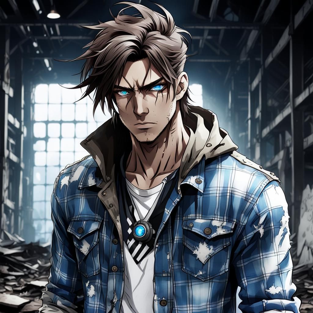 Steampunk Teen with Lightning Scar, Cel-Shaded Anime