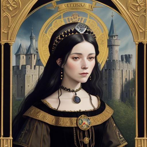 Anne Boleyn Portrait in Klimt Style