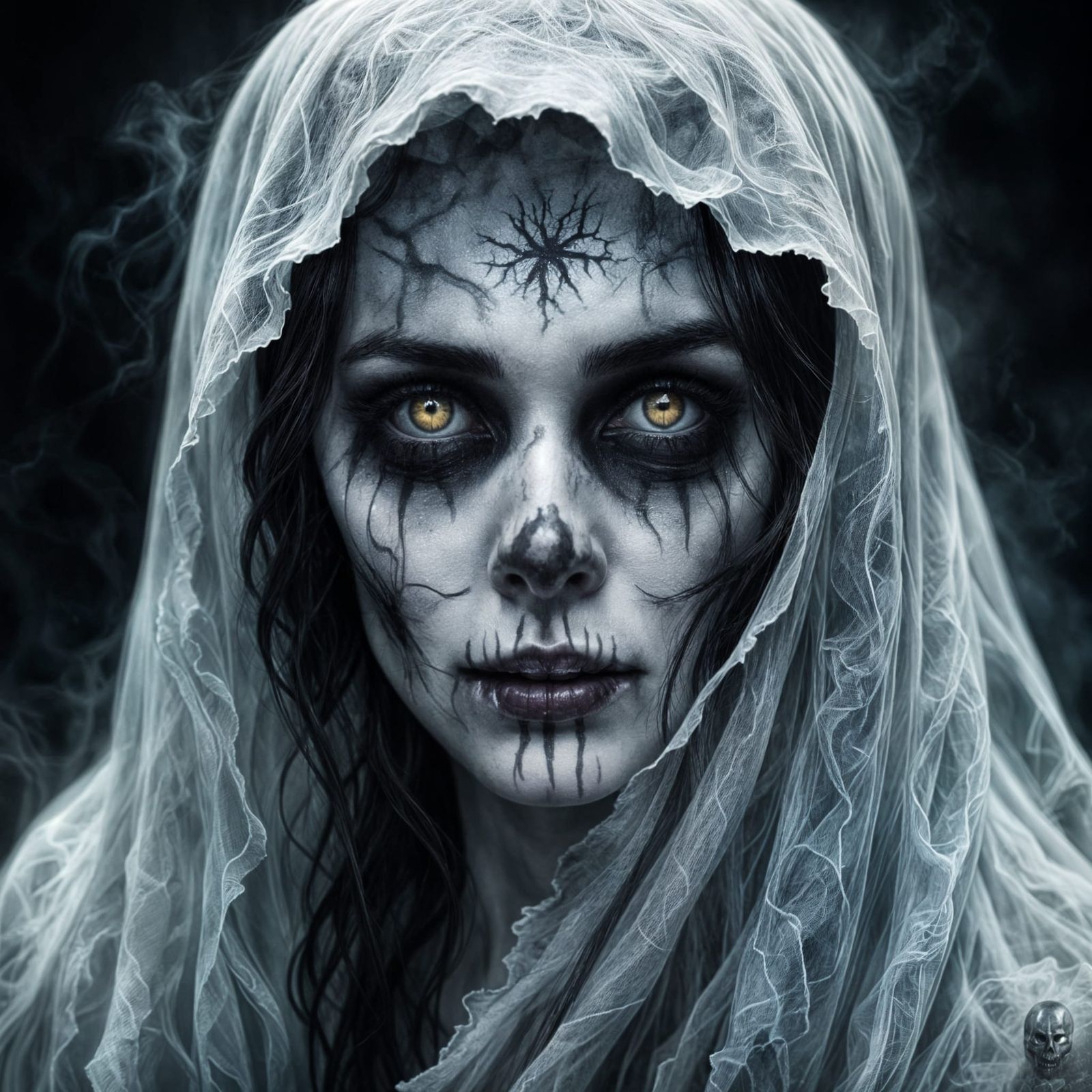 Terrifying and Beautiful Ghost Woman: Photorealistic Image