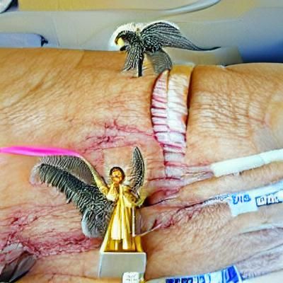 Biblical Angel and Death Fighting Cancer