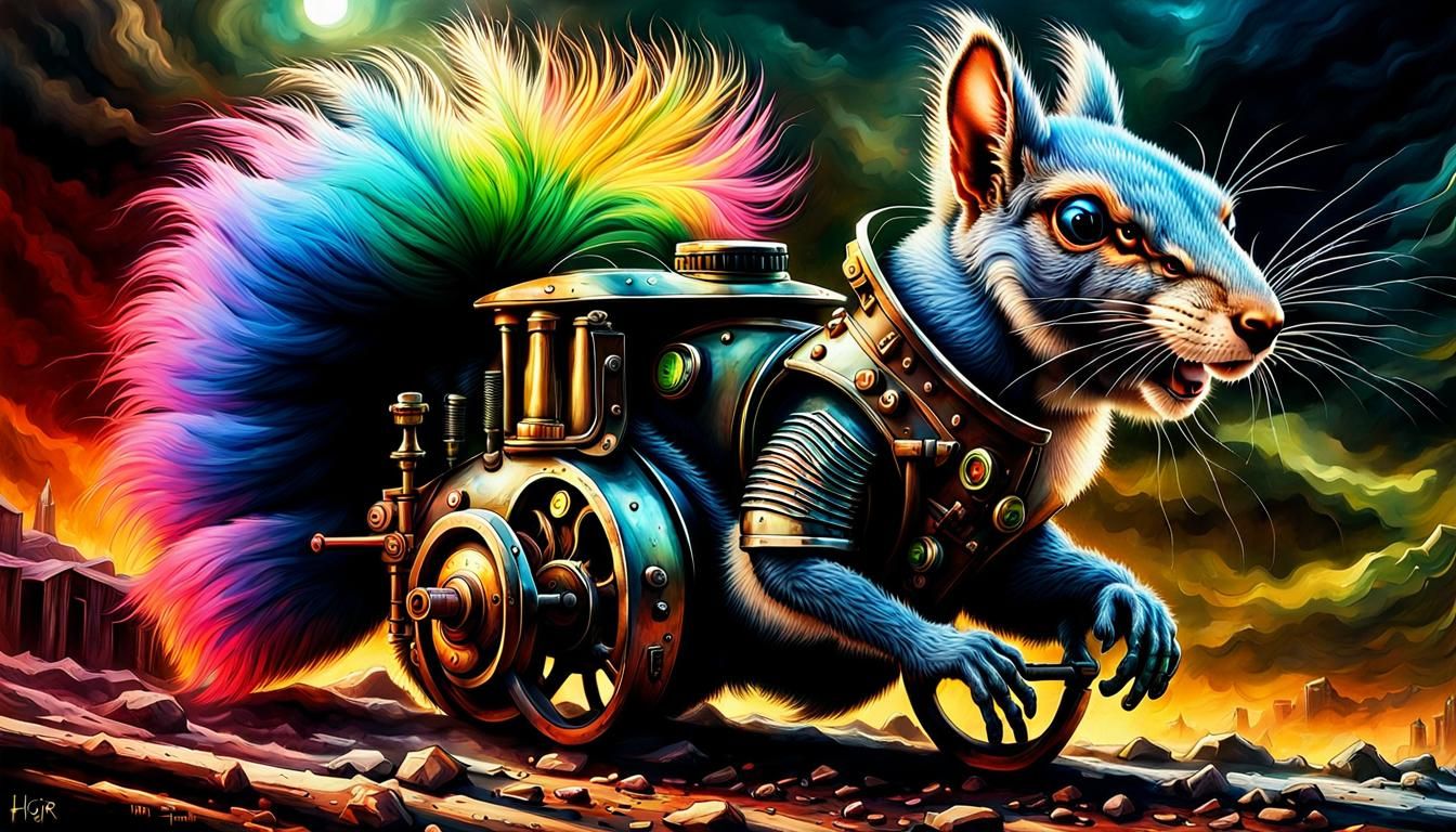 Steampunk Psycho Squirrel on the Run