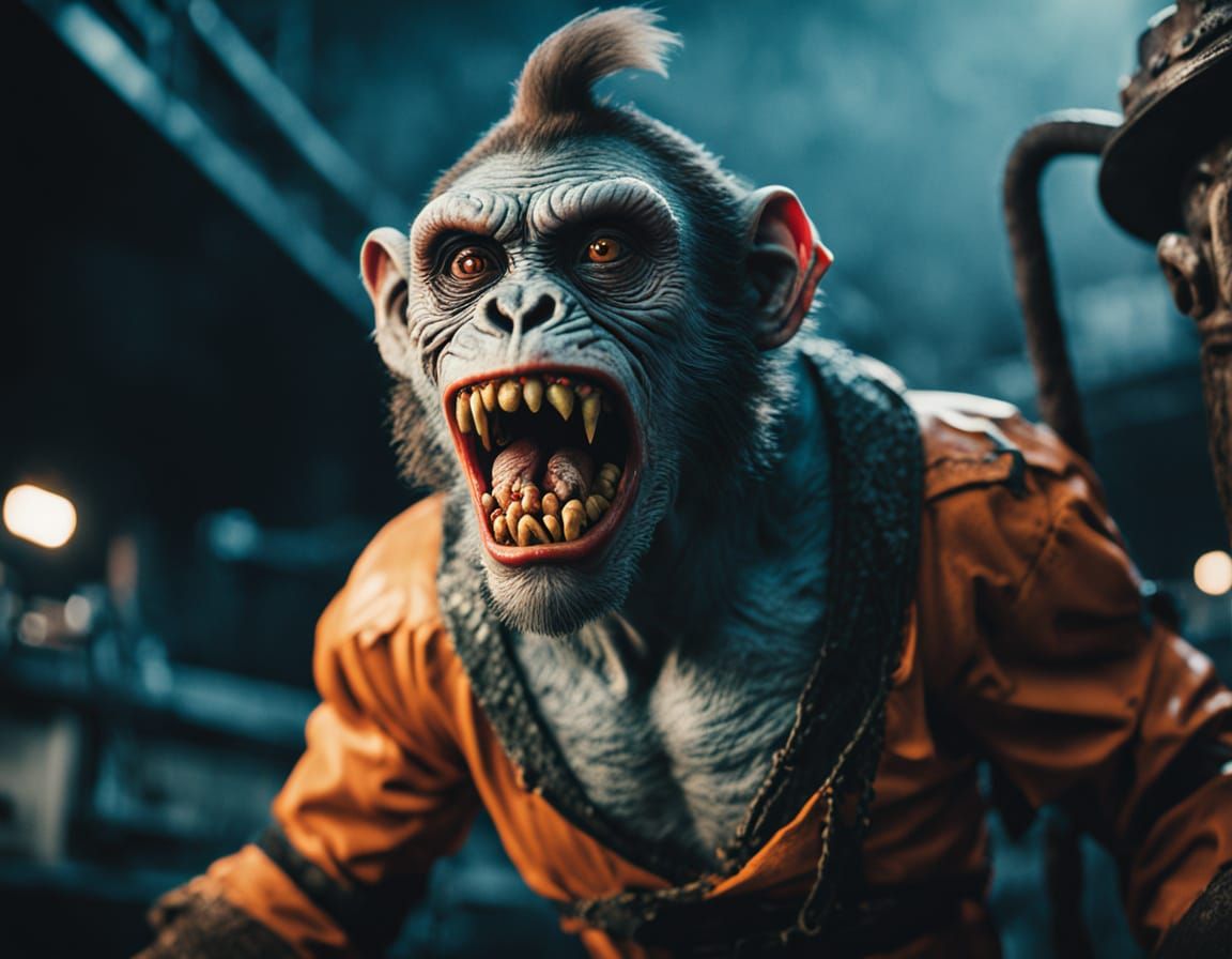 Epic Cinematic Tugboat Scene with Maniacal Zombie Monkey Mon...