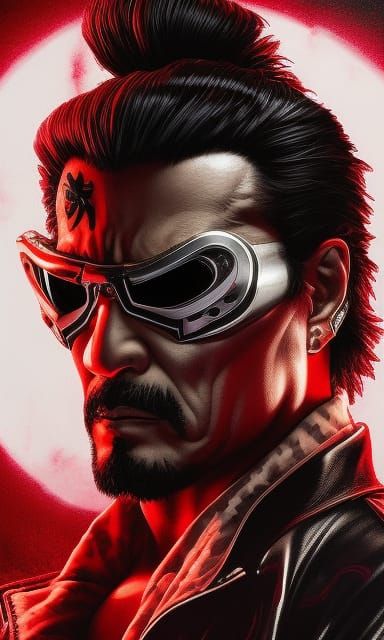 Cyberpunk Yakuza Assassin in Dark Ink Style