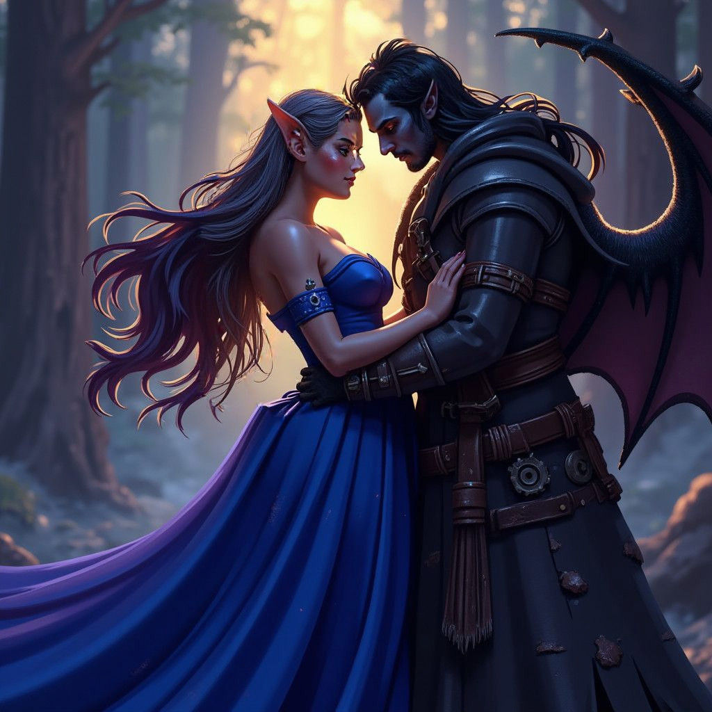 Elven Woman and Tiefling Hunter Dark Fantasy Art