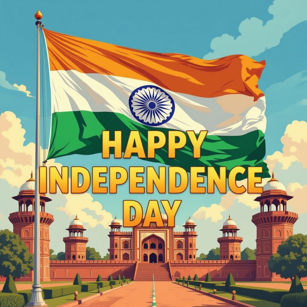 Vibrant Indian Flag for Independence Day in Digital Art