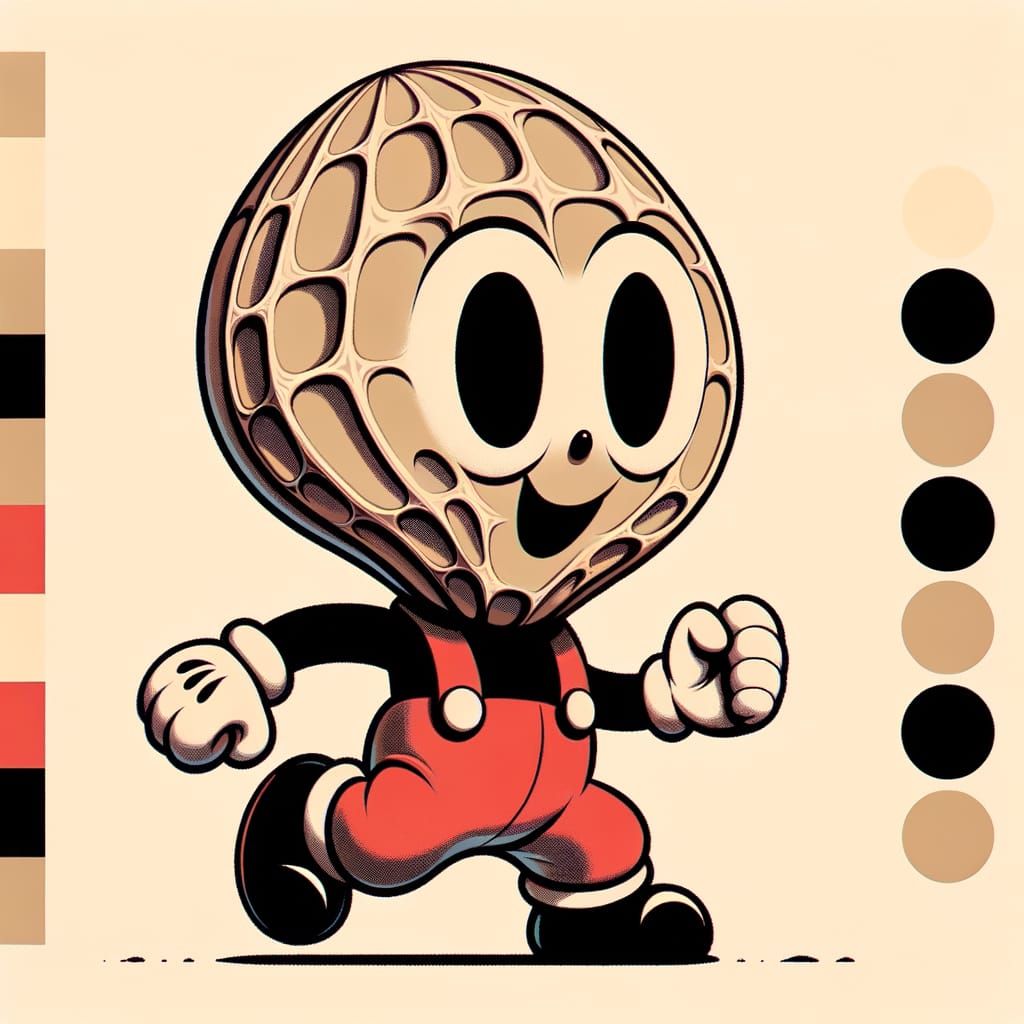 Peanut-Headed Boy in 1930s Cartoon Style